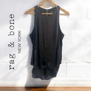 85%OFF❣️Rag & Bone Black Satin Sleek Sleeveless Blouse Tank Top, L